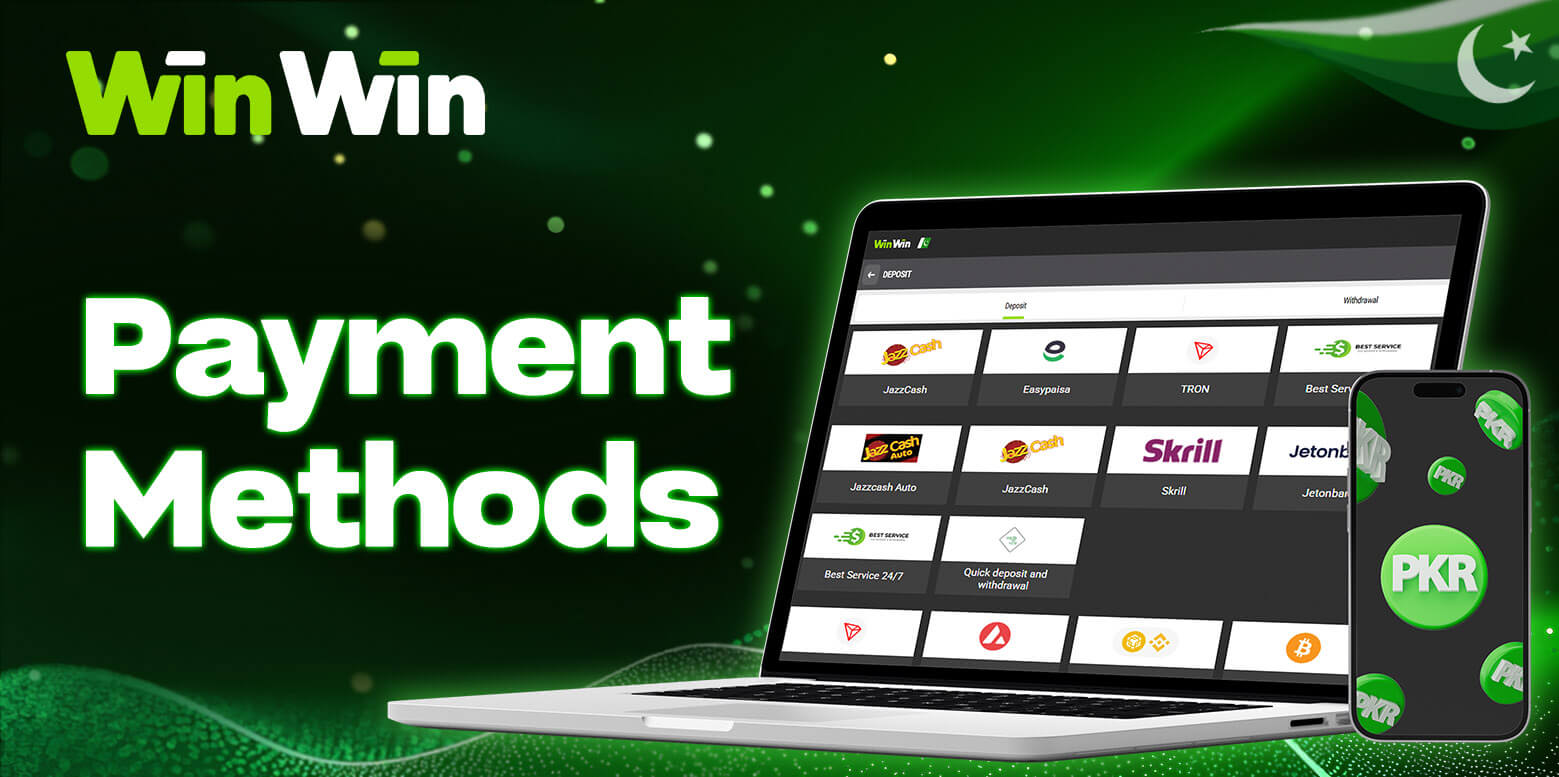 WinWin payment methods accepted in Pakistan: Visa, MasterCard, JazzCash, Easypaisa, crypto, Jetonbank, Binance Pay